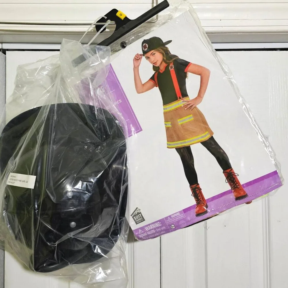 Wild Firefighter Girls Costume 4-6 Dress Helmet Hat Halloween Kid Fire Uniform
